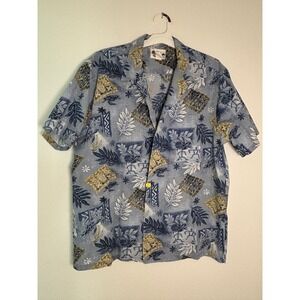 Howie Made in‎ Hawaii Mens XL Blue Tropical Sea Turtle Aloha Shirt Short Sleeve